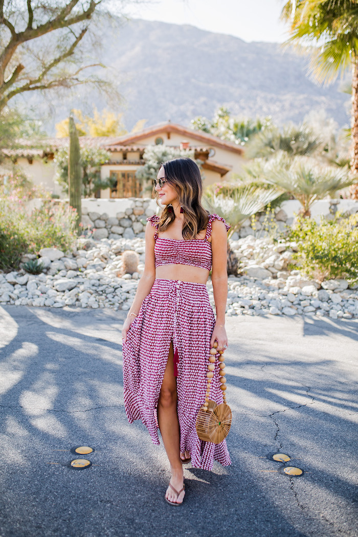 red maxi skirt