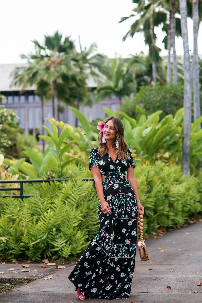 black floral maxi dress