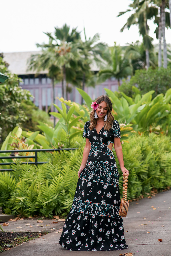 Black and hotsell floral maxi dress