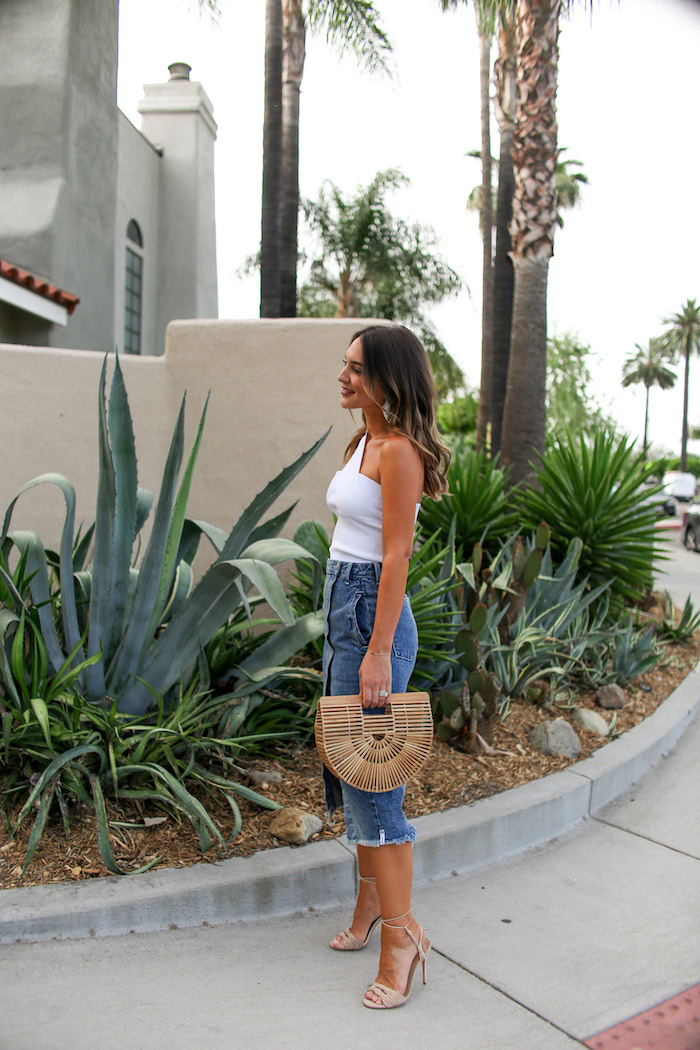 denim midi skirt