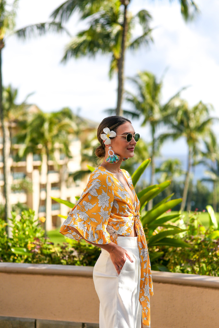 Floral Blue Crop Top & White Linen Pants - Wander in Color - a style,  travel & lifestyle blog by Erica Valentin