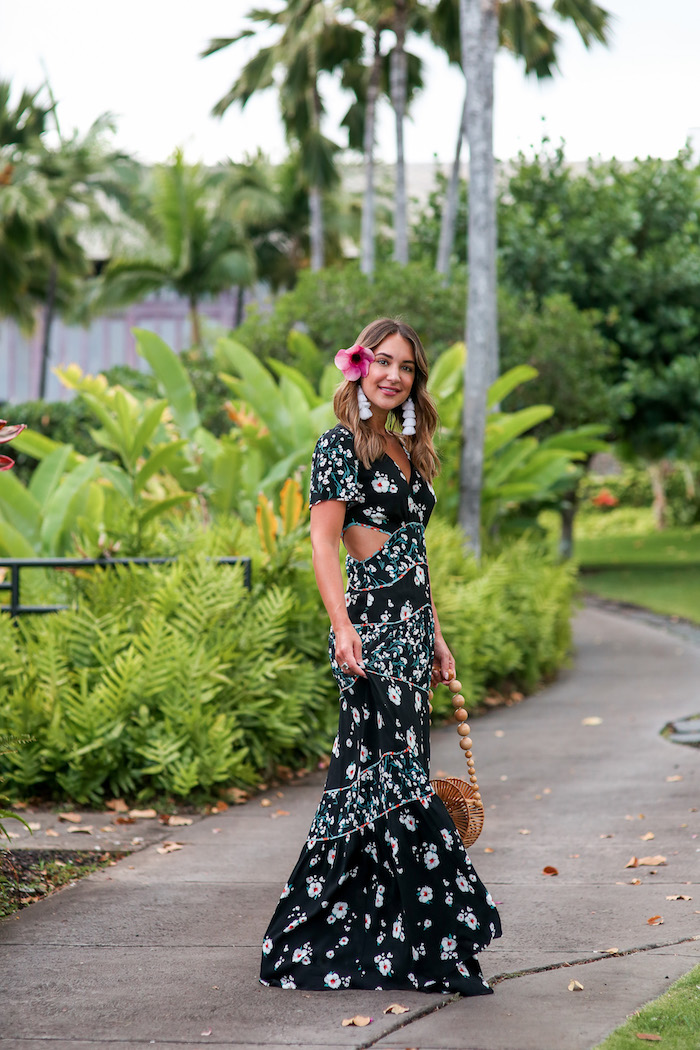 Black floral maxi outlet dress