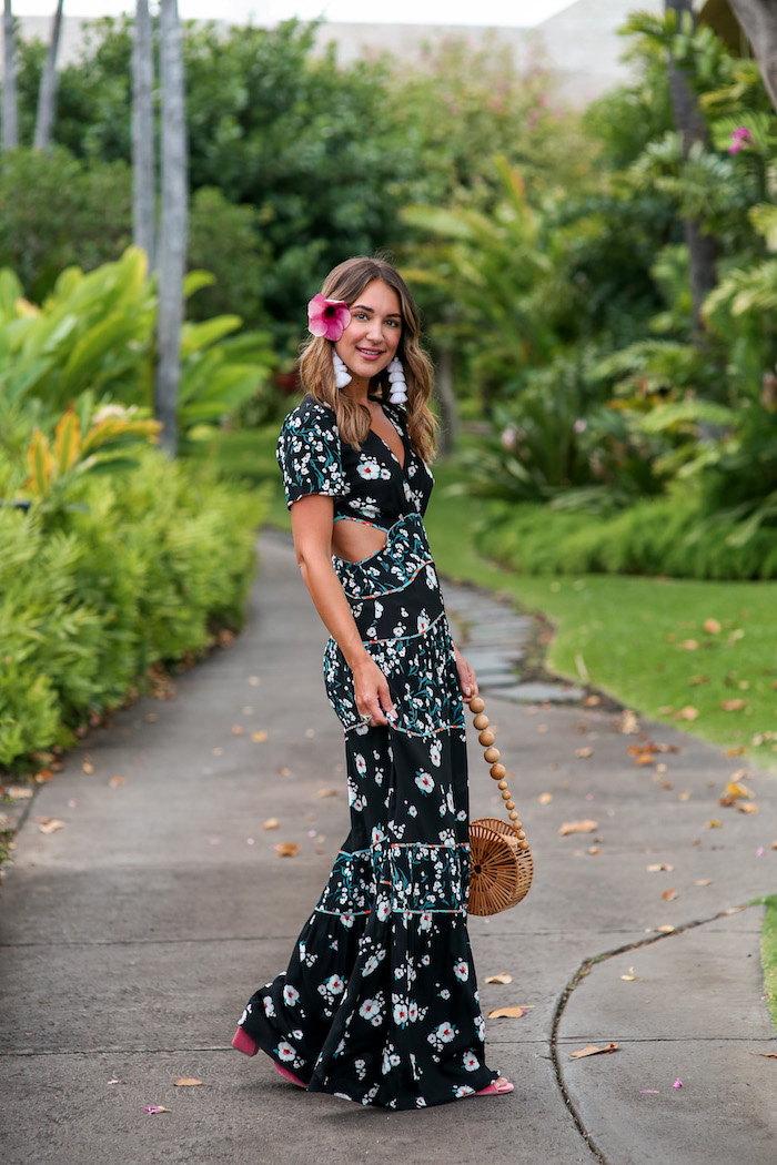 Black and shop white flowery dress