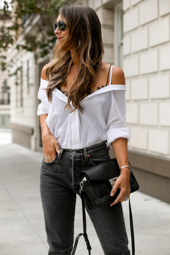 Cold Shoulder Button Down