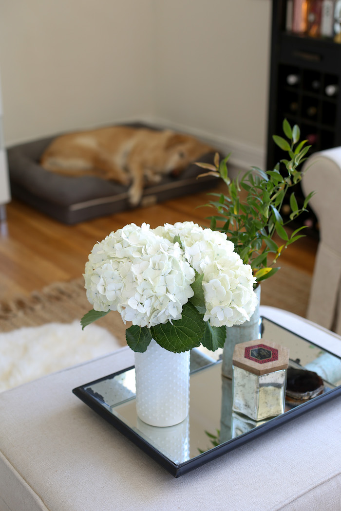 tall white flower vase