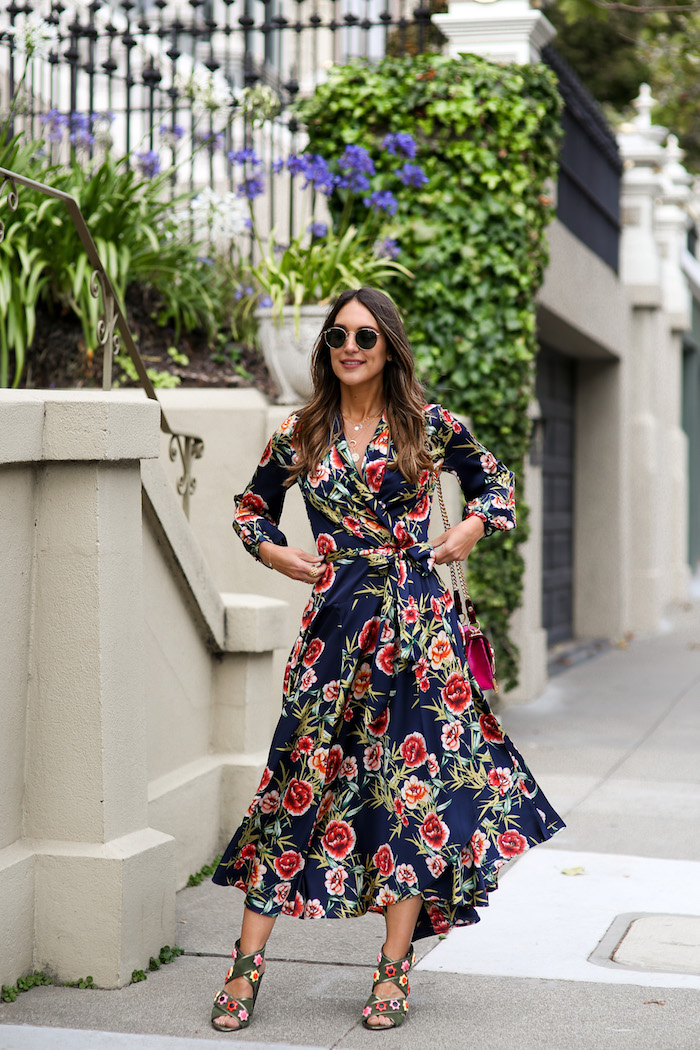 floral wrap dress