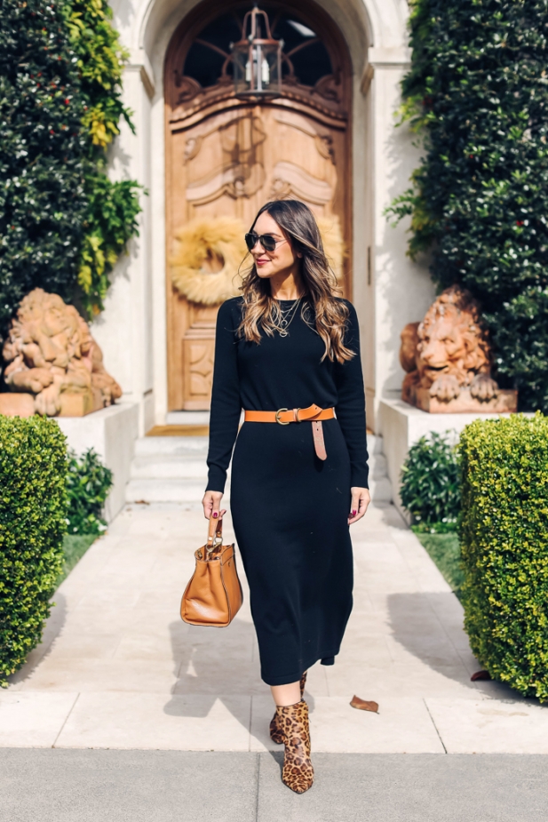 belted sweater dress