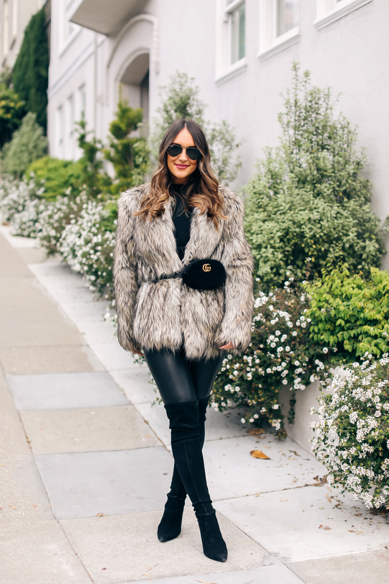 Black long hotsell faux fur jacket