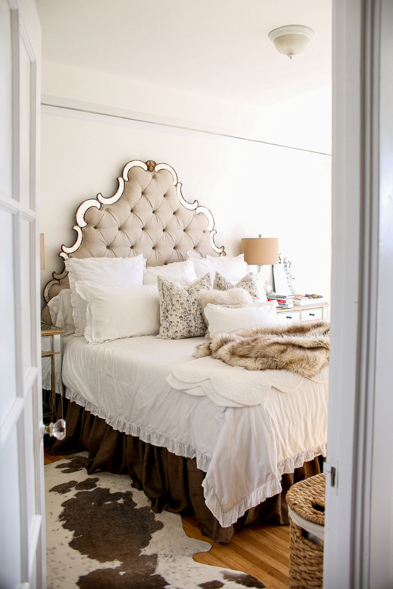 beige tufted headboard