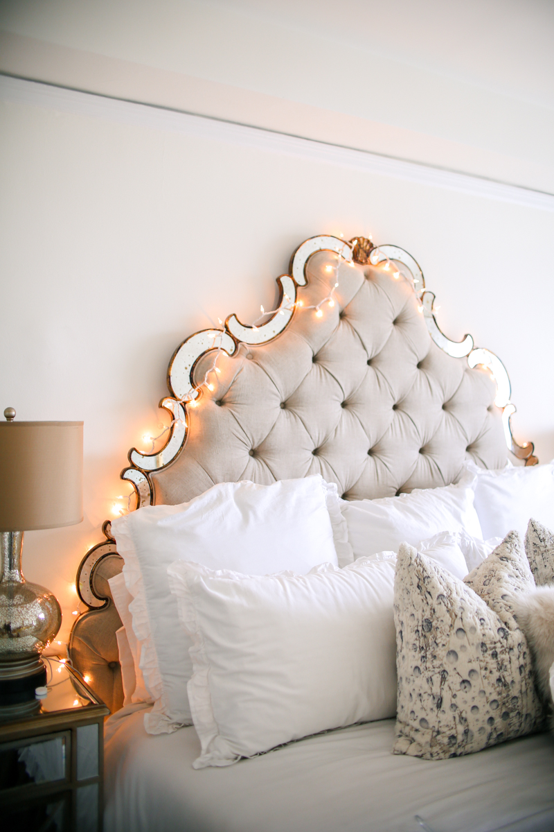 christmas lights on headboard