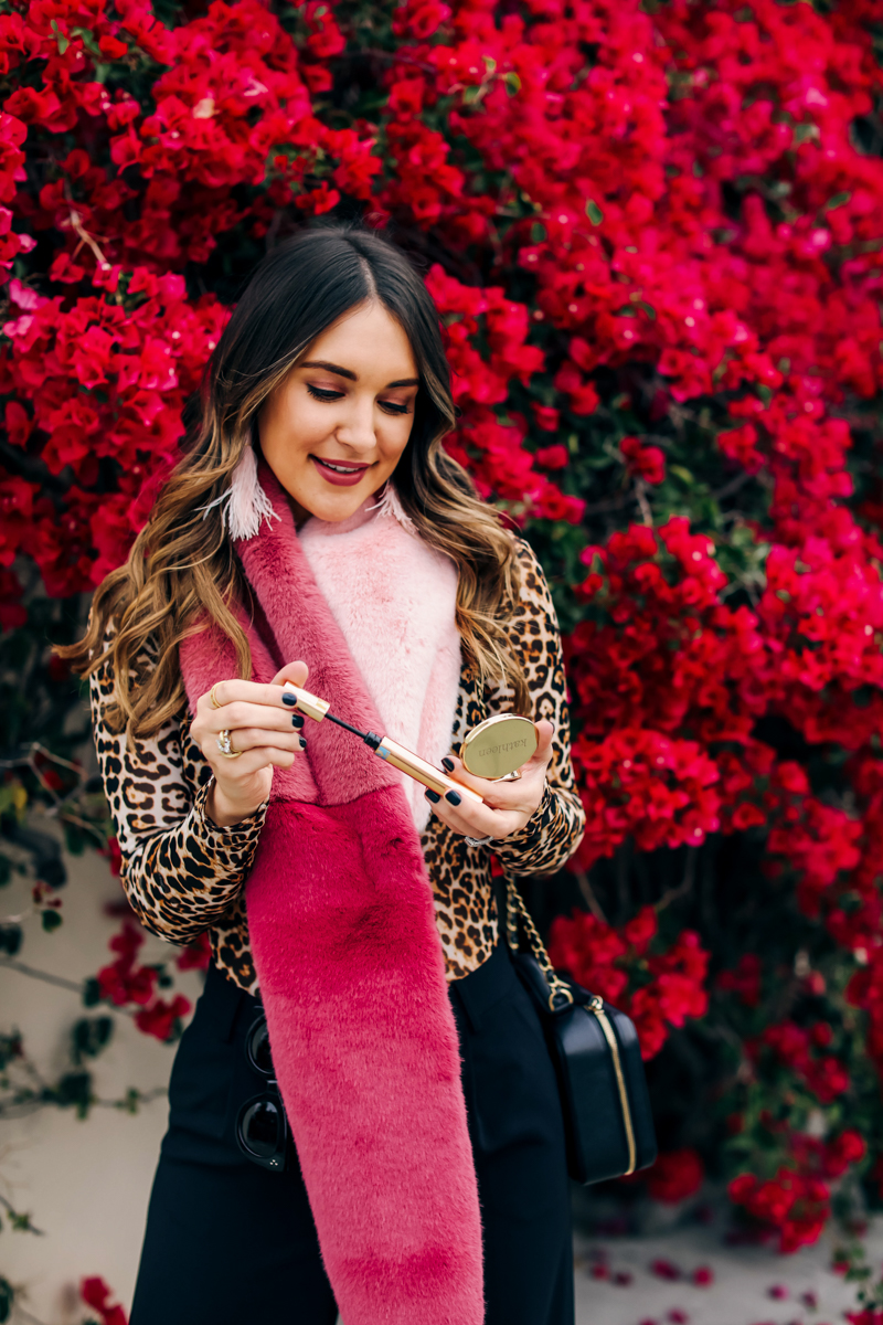 pink feather earrings