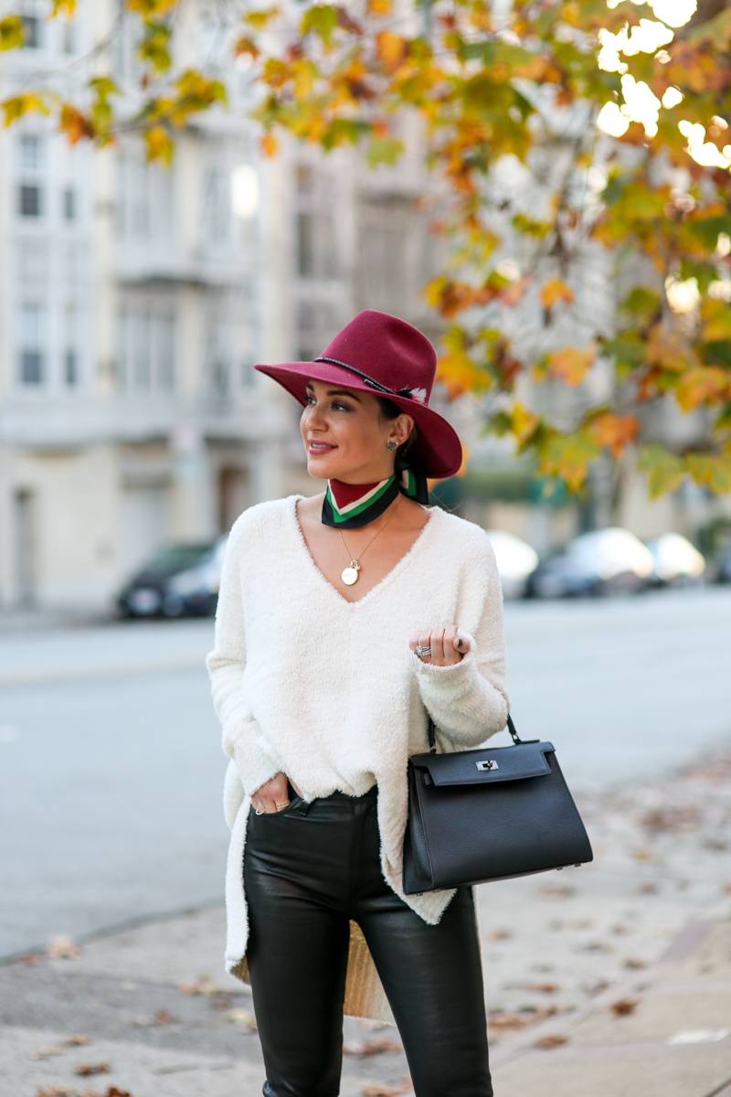 wool burgundy hat