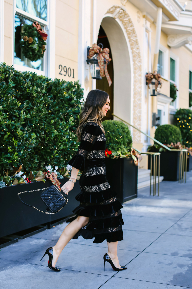 velvet midi dress