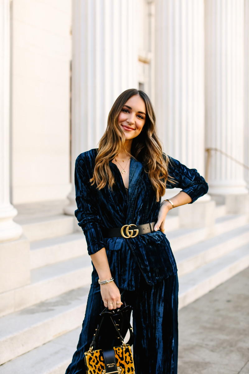 Navy Velvet Pant Suit