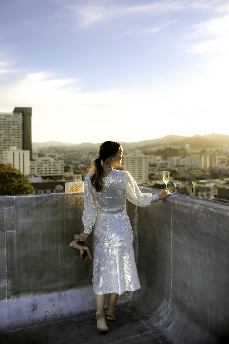 silver sequined dress