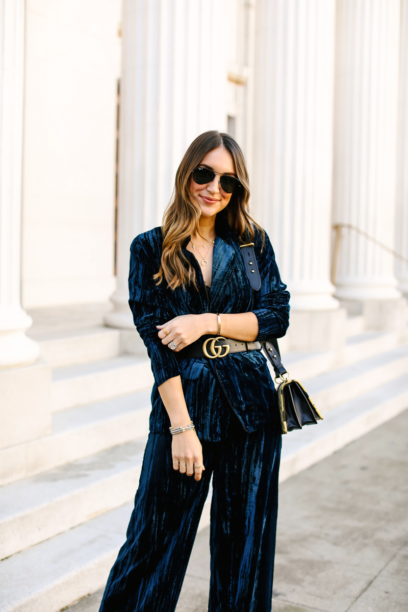 Navy Velvet Pant Suit