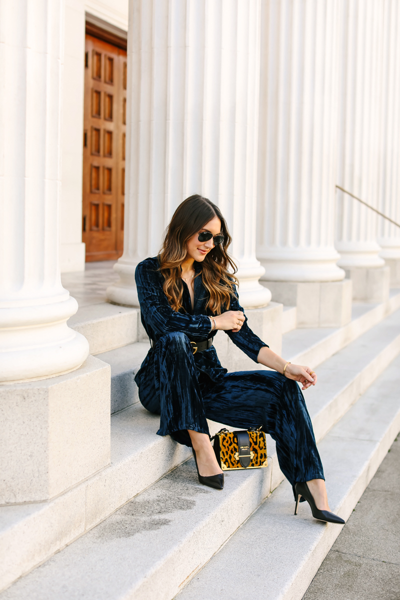 Navy Velvet Pant Suit