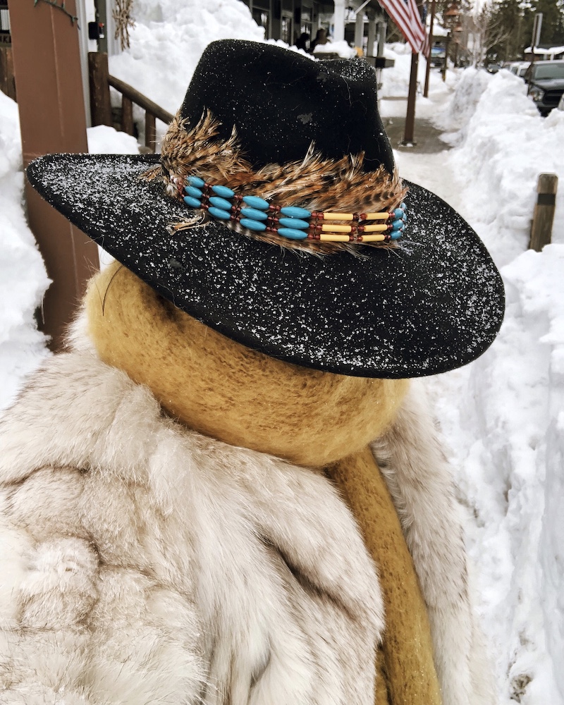 black wide brim hat