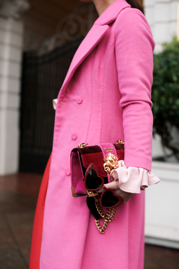 pink and red prada bag