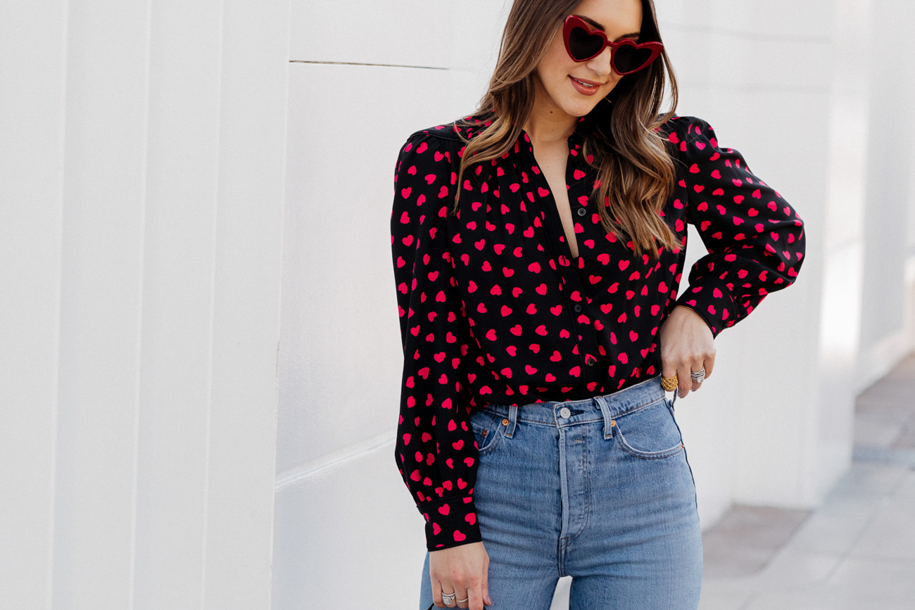 red heart blouse