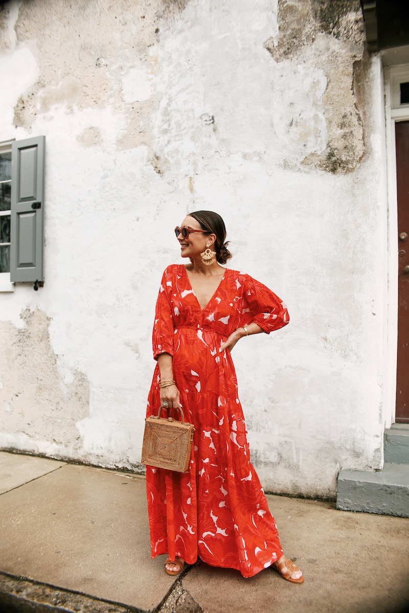 red maxi dress