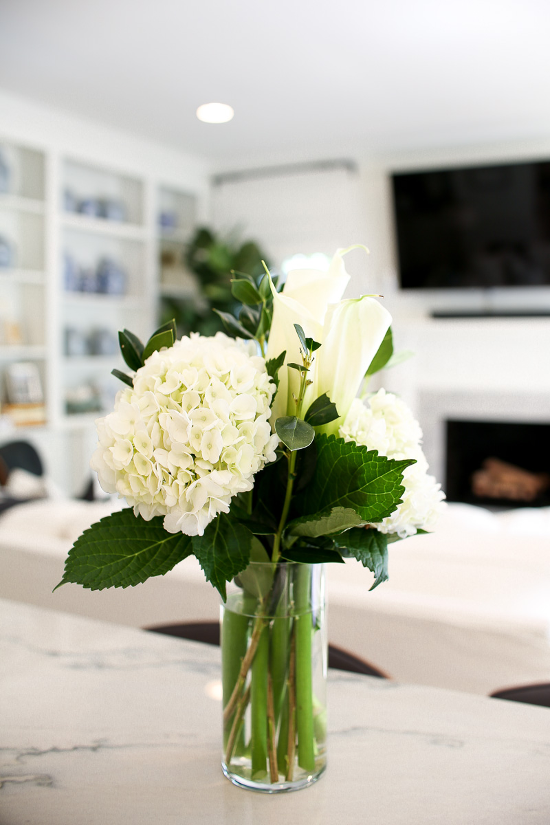 white hydrangeas