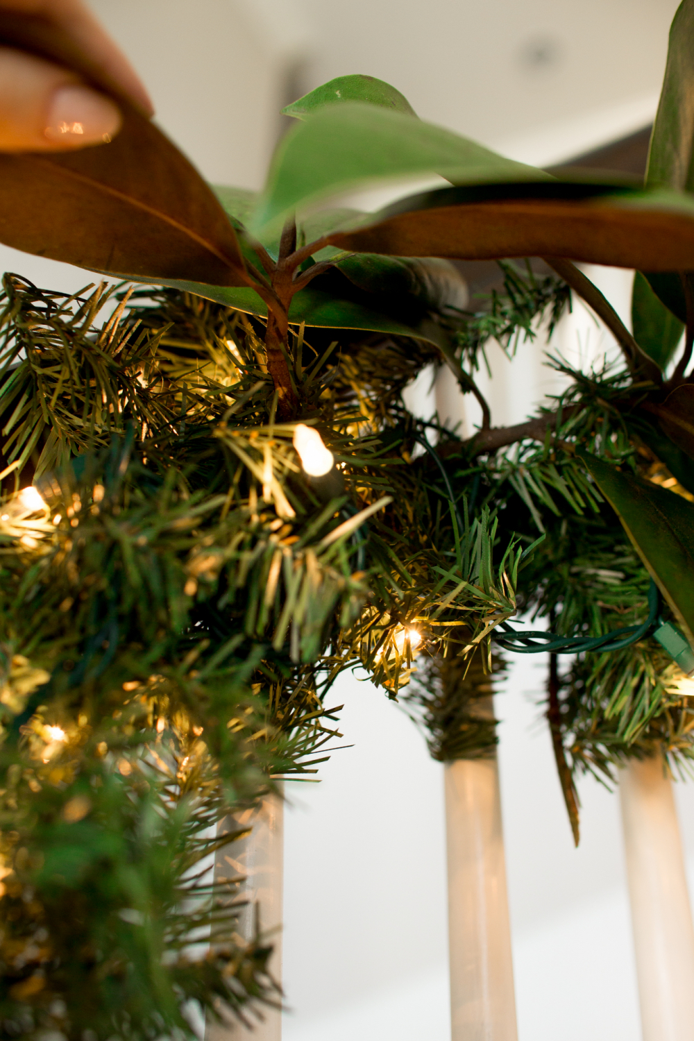 magnolia staircase garland