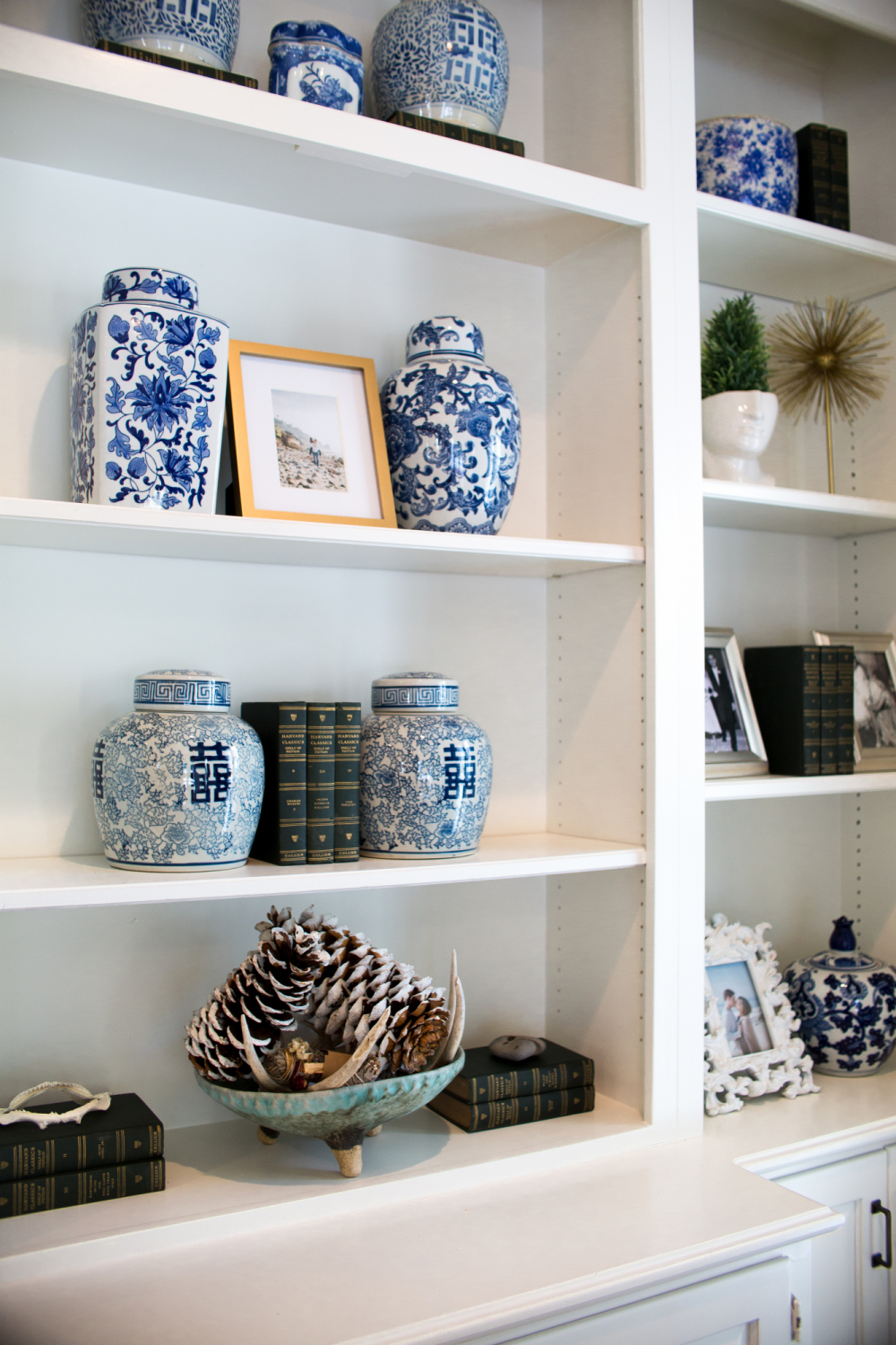 blue and white ginger jars