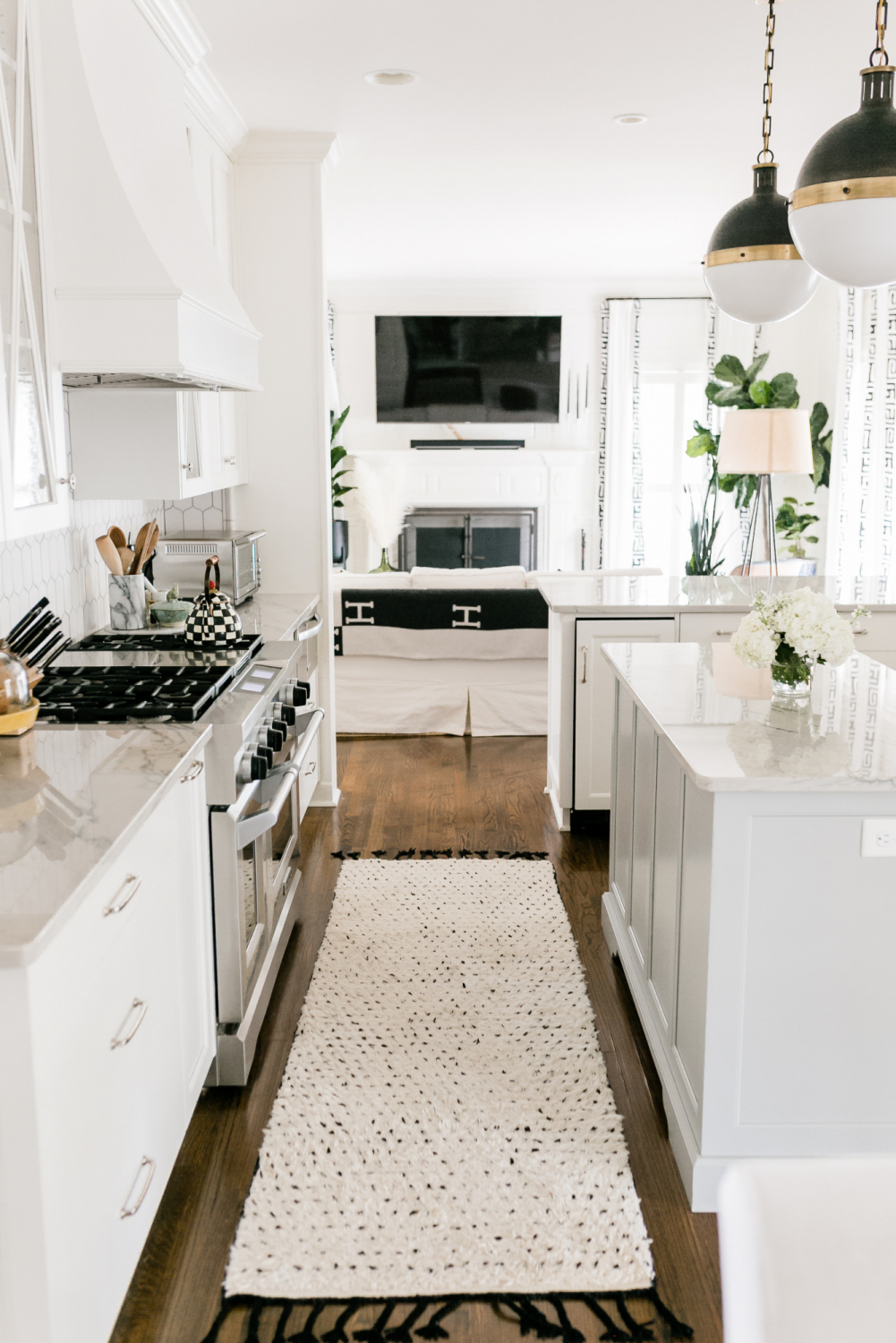 black and white runner rug