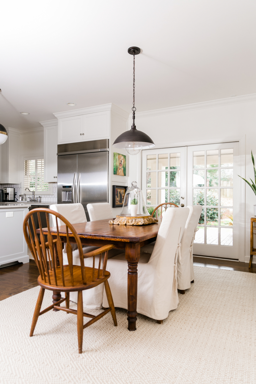 slipcovered dining chairs