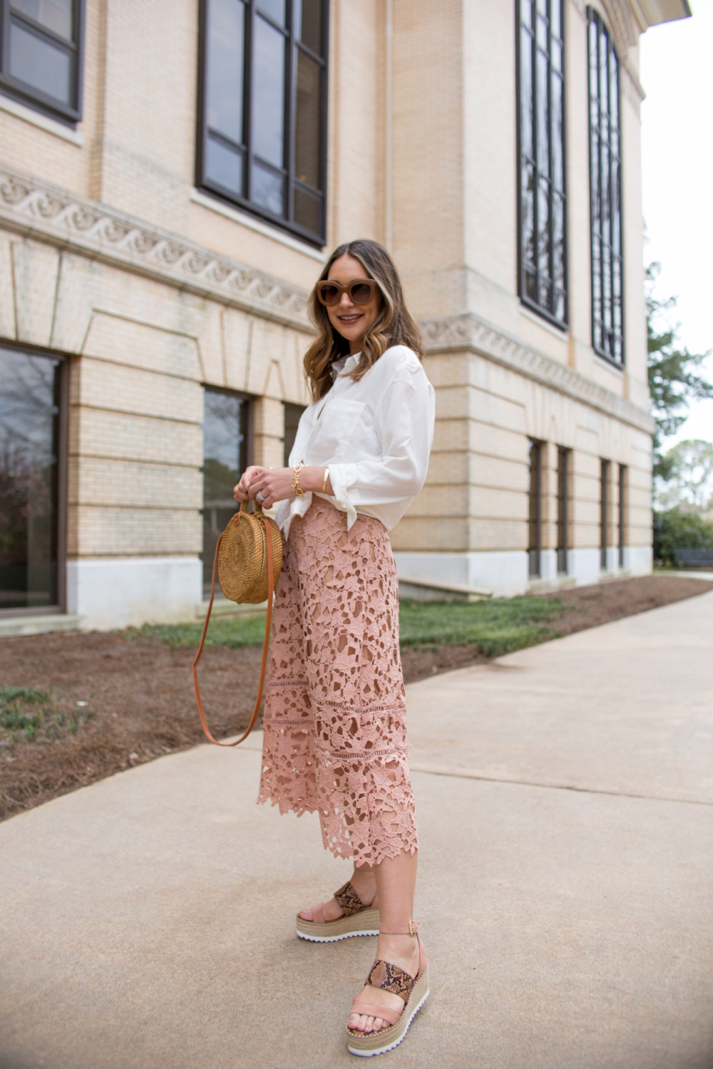 mauve midi skirt