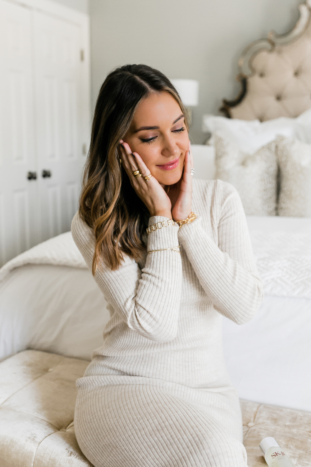 cream sweater dress