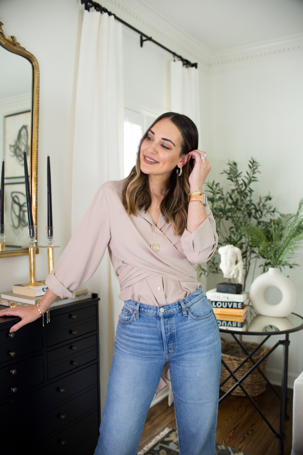 mauve blouse