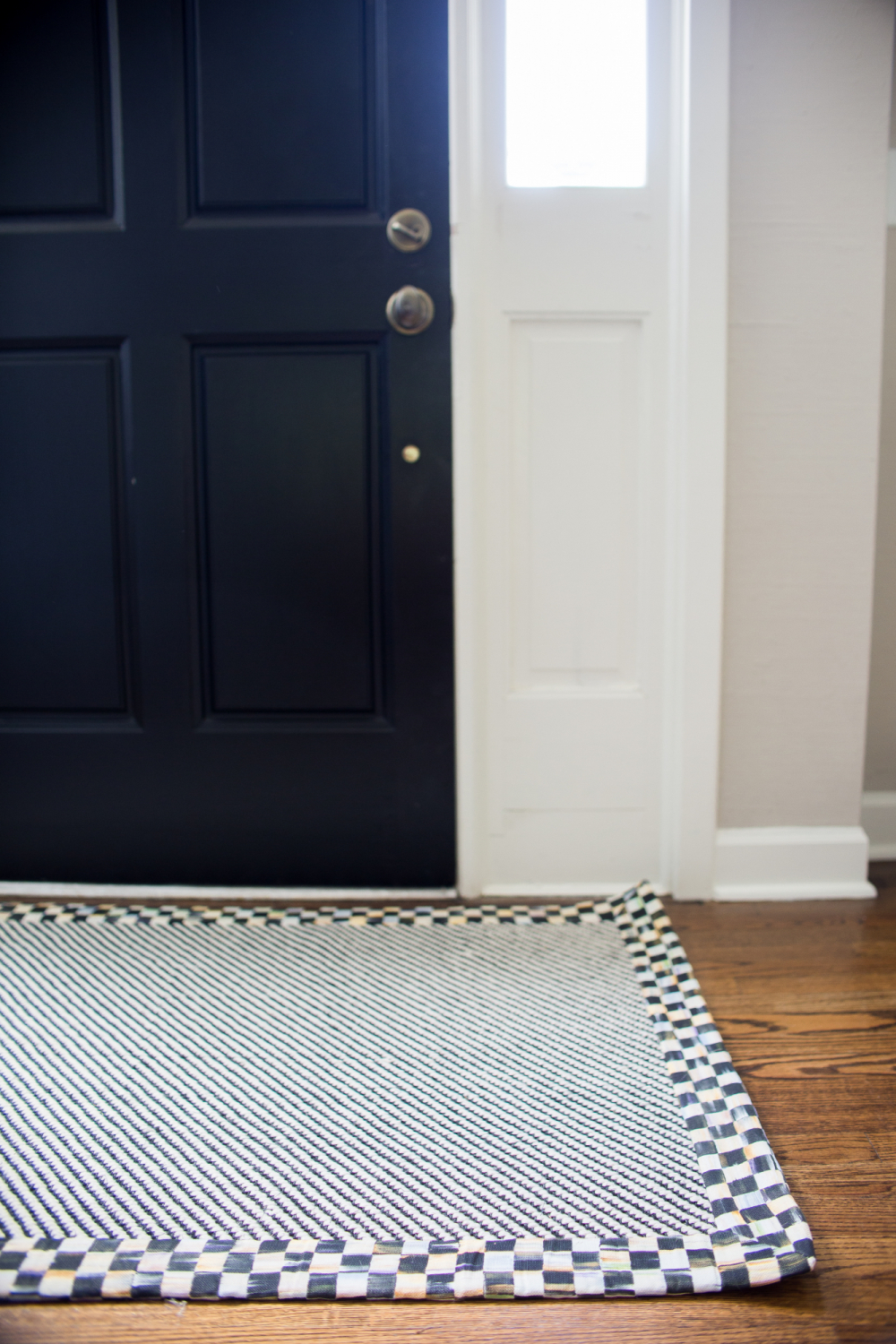 black and white rug