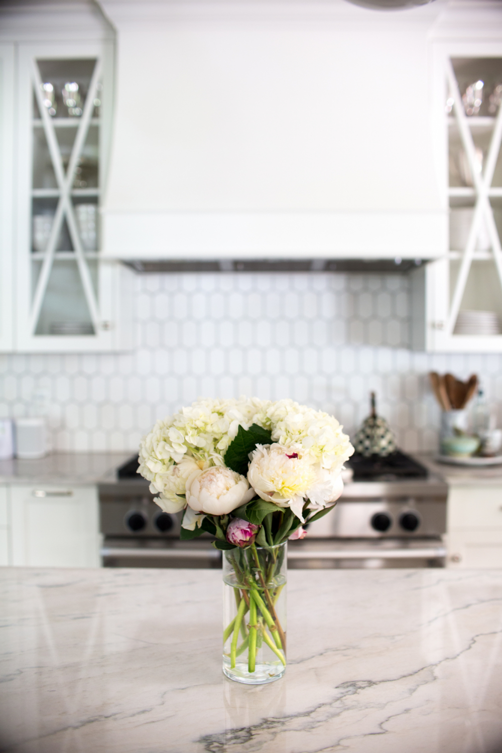 white hydrangeas