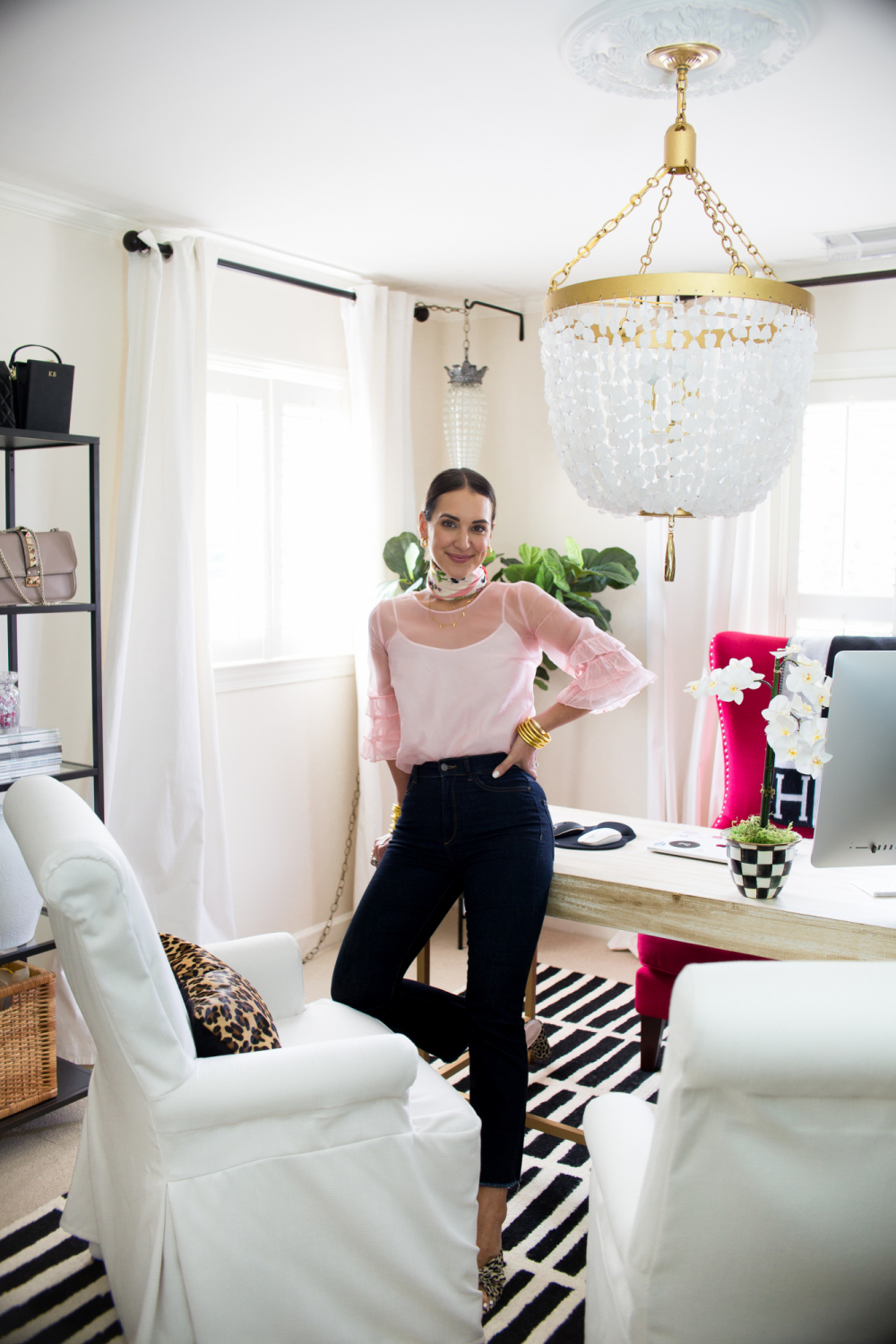 pink sheer top