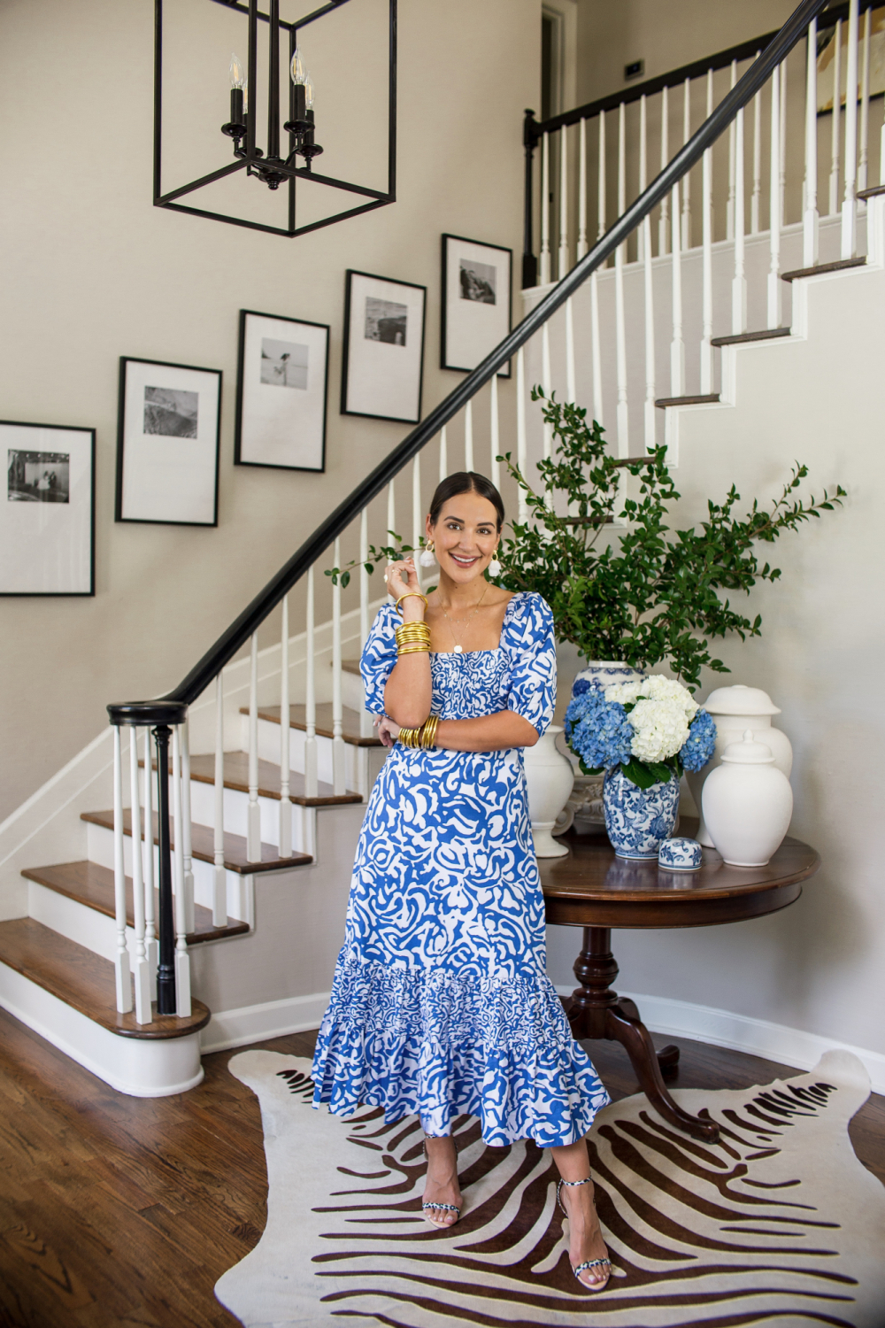 Blue and White Midi Dress