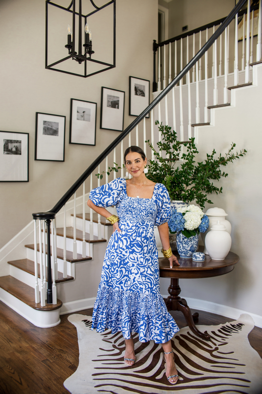 Blue & White Floral Maternity & Nursing Dress | Seraphine