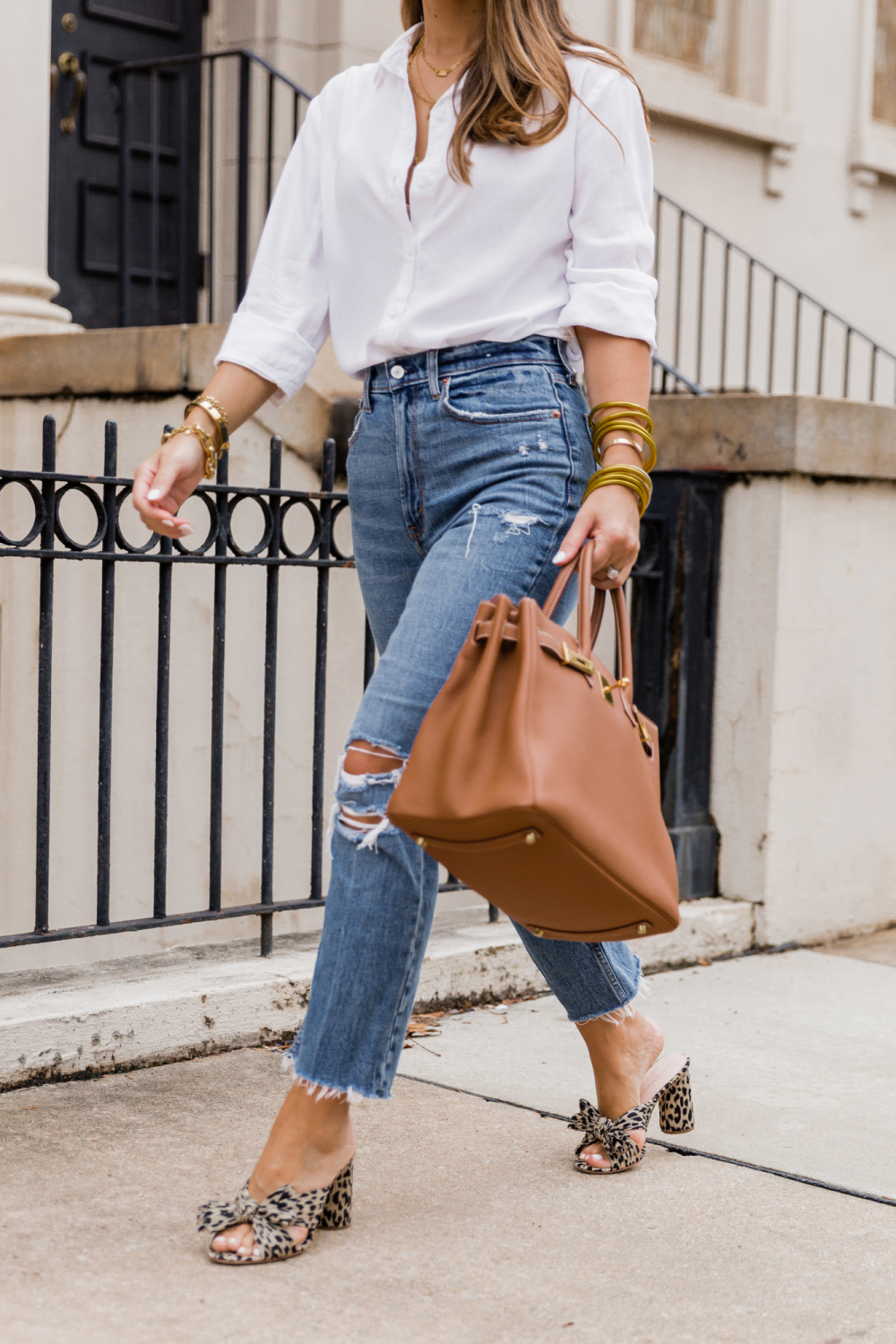 leopard penny knot mule