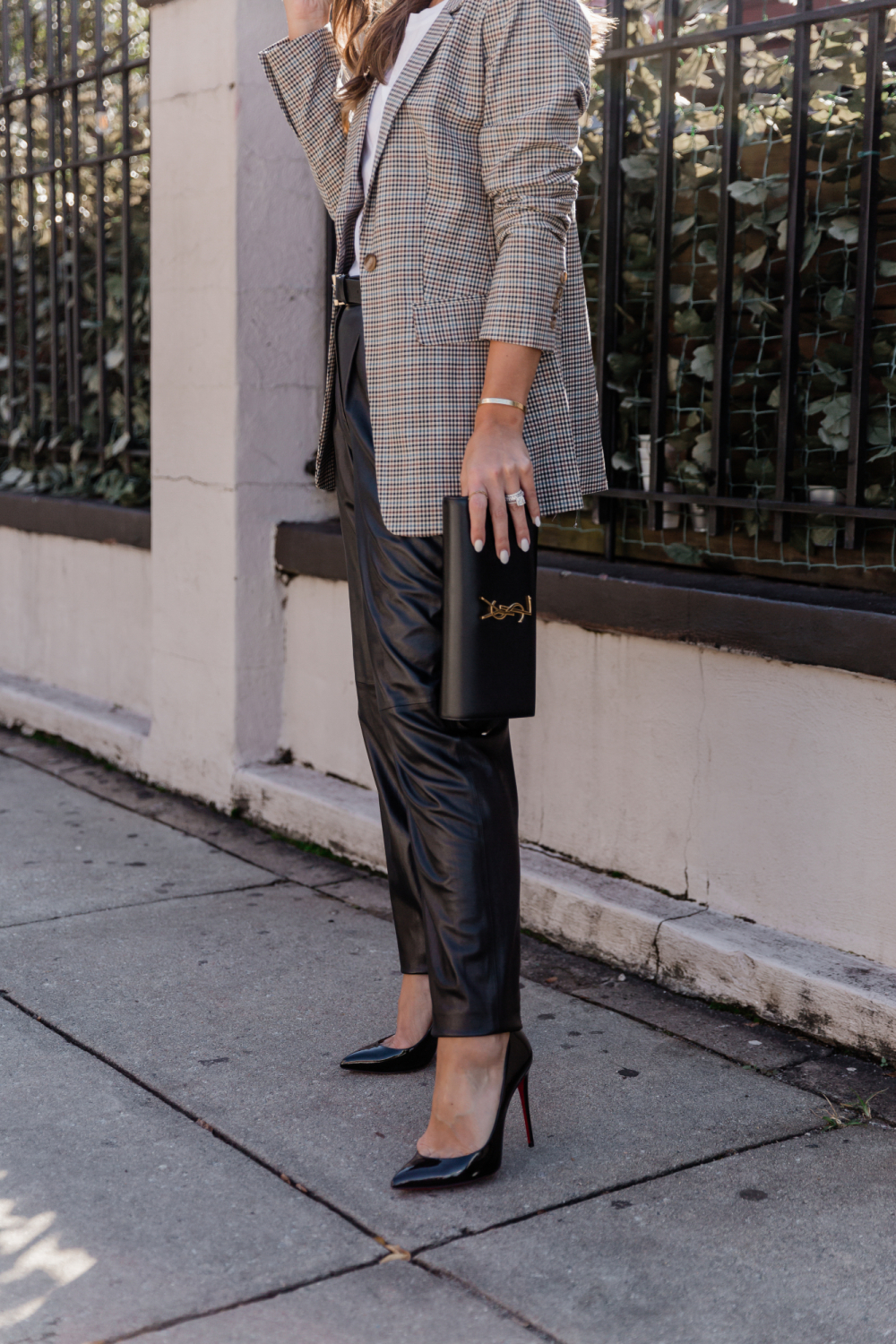 Leather pants shop and blazer