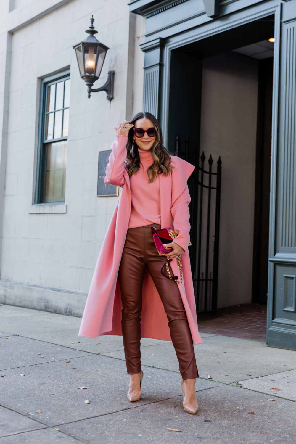 Burgundy leather jeans 2