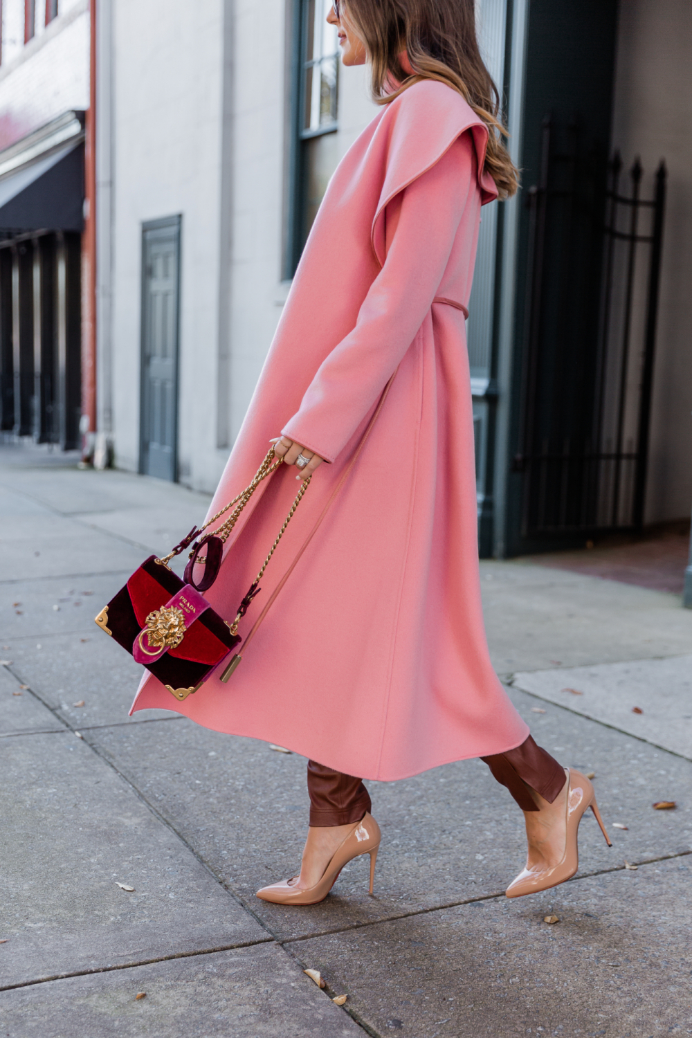 pink wrap coat