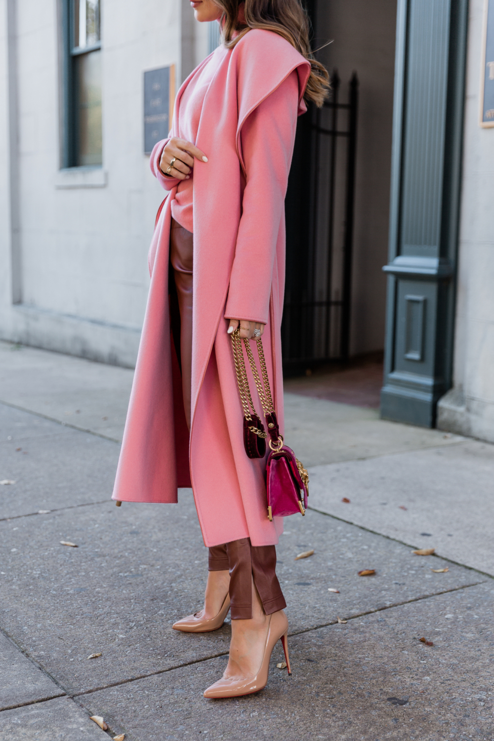 burgundy leather pants