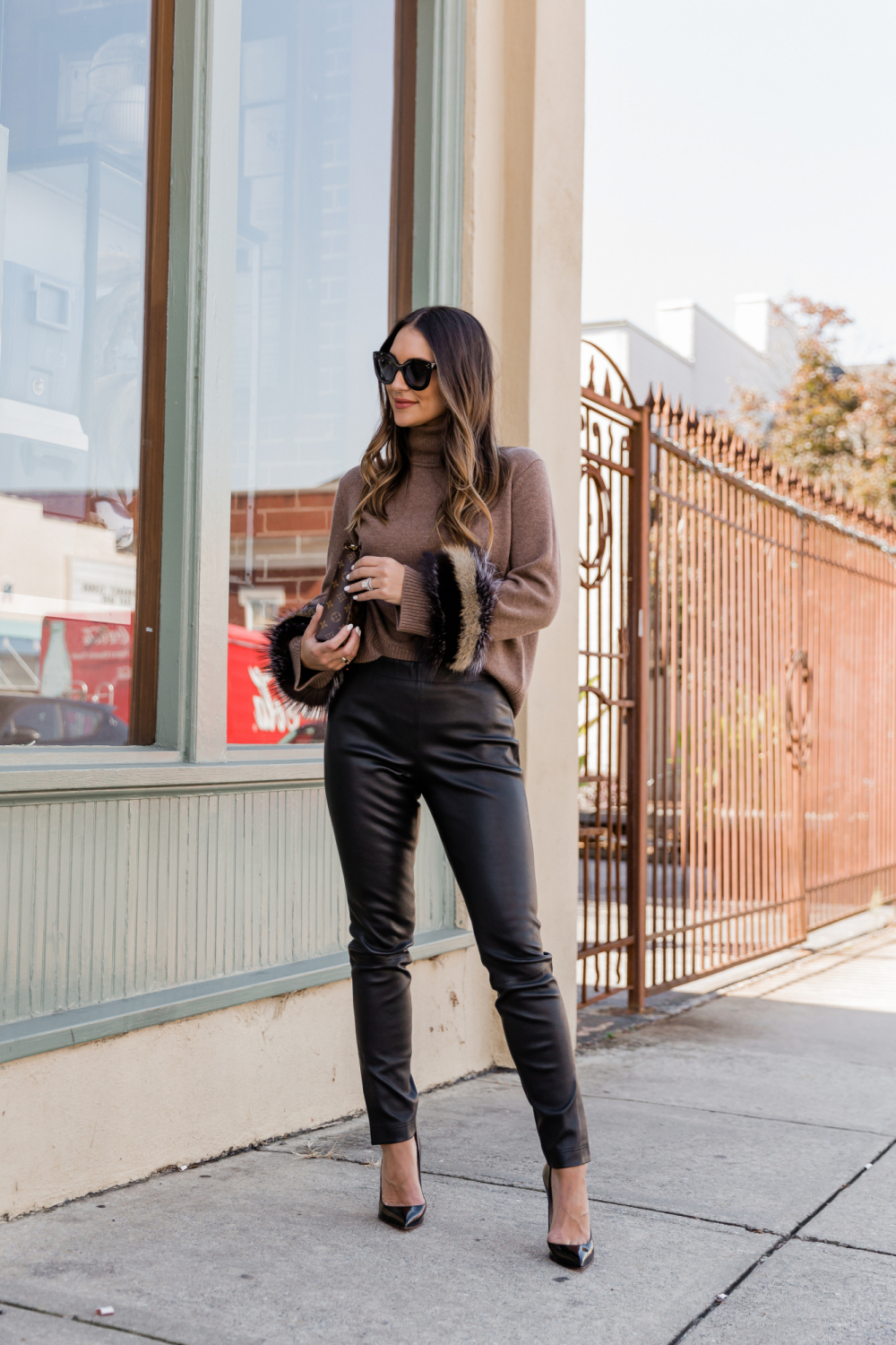 Leather pants with outlet sweater