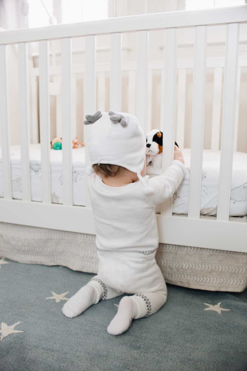 white baby sweater set