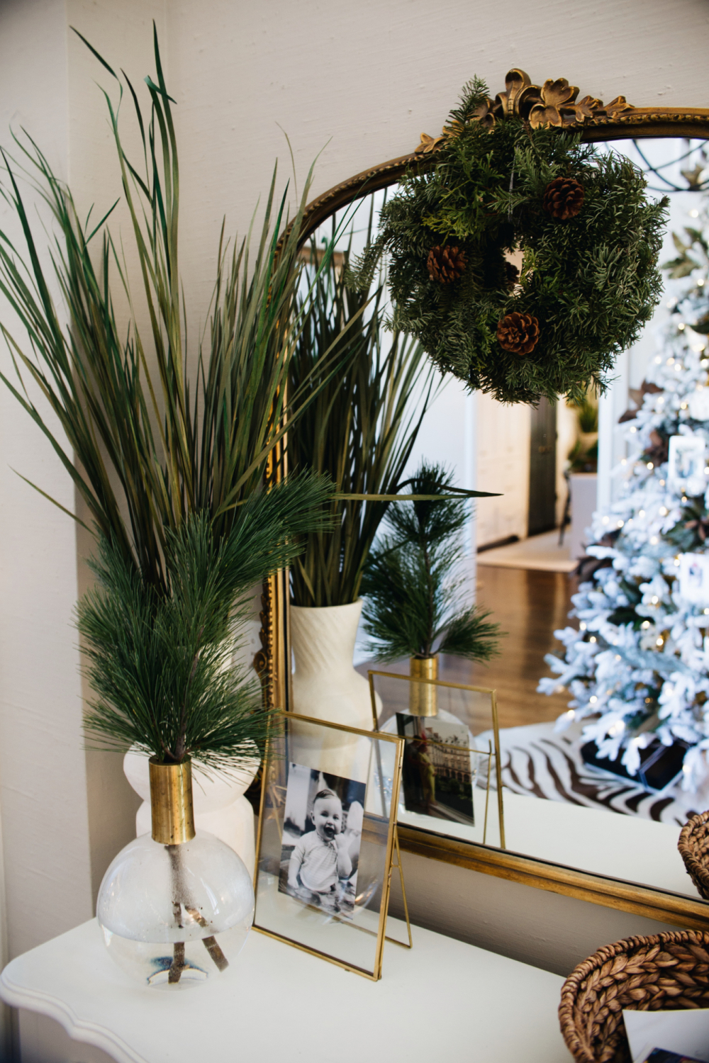 wreath on mirror