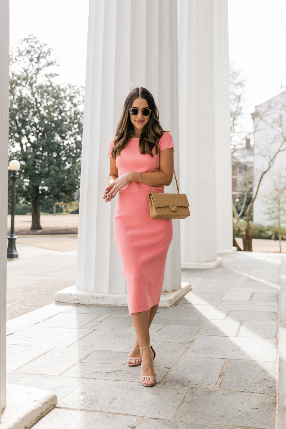 pink top and skirt