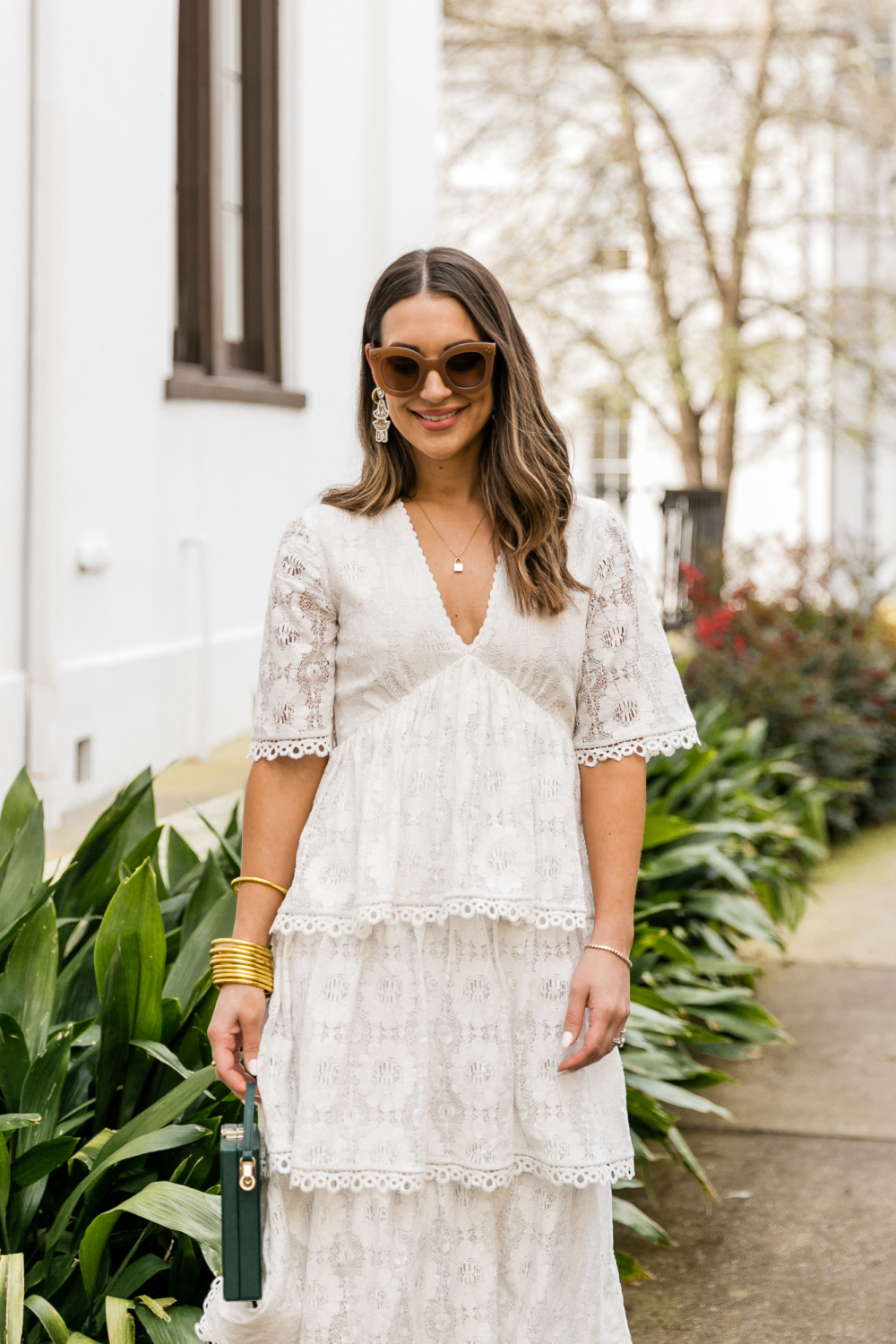 White Lace Midi Dress