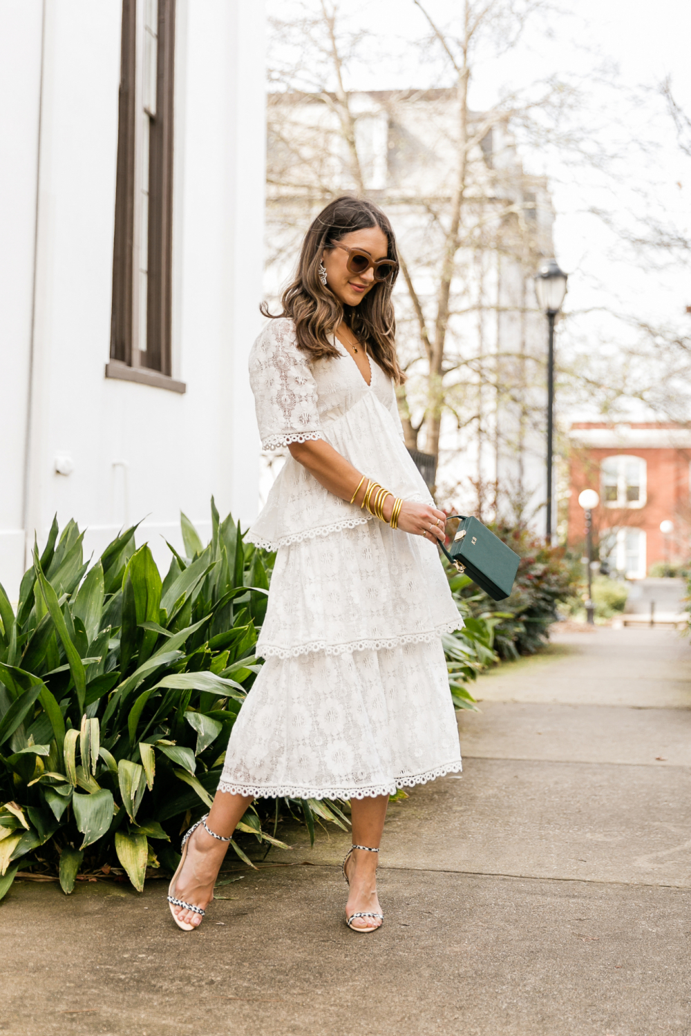 white lace midi dress