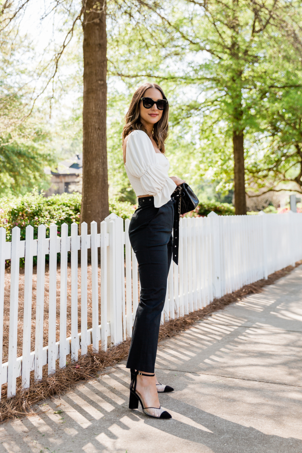 black cropped flare pant